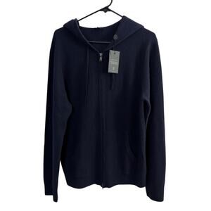 Todd Snyder Cashmere Hoodie Mens Large Blue Full Zip Sweater Knit Designer NWT